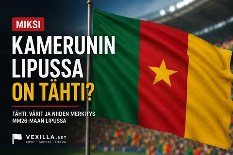 Kamerunin vihreä-punainen-keltainen lippu jalkapallostadionilla, keskellä keltainen tähti