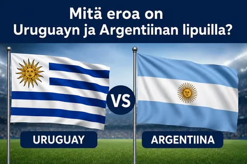 Uruguayn ja Argentiinan liput vierekkäin jalkapallostadionin tunnelmassa